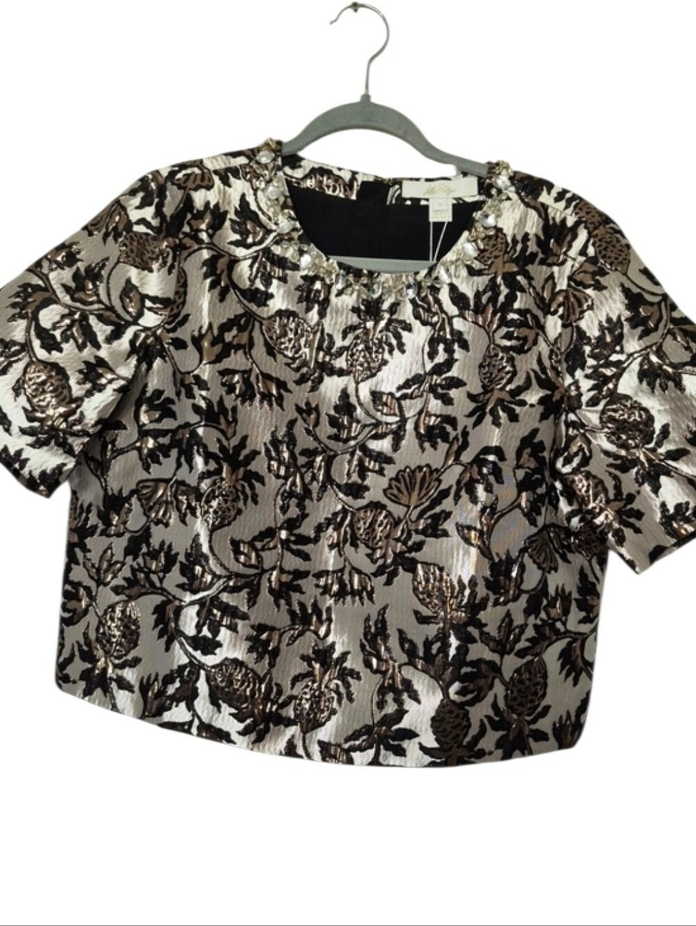 Lilly Pulitzer Folie Pineapple Metallic Jacquard Cropped Top Size 4 NWT